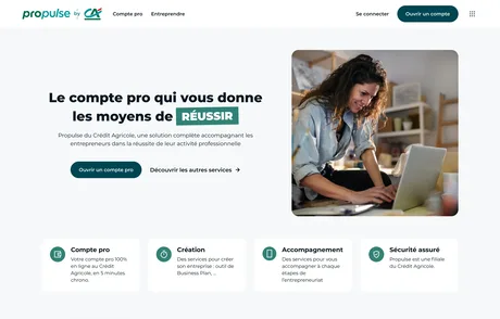 Hero section du site Propulse by CA